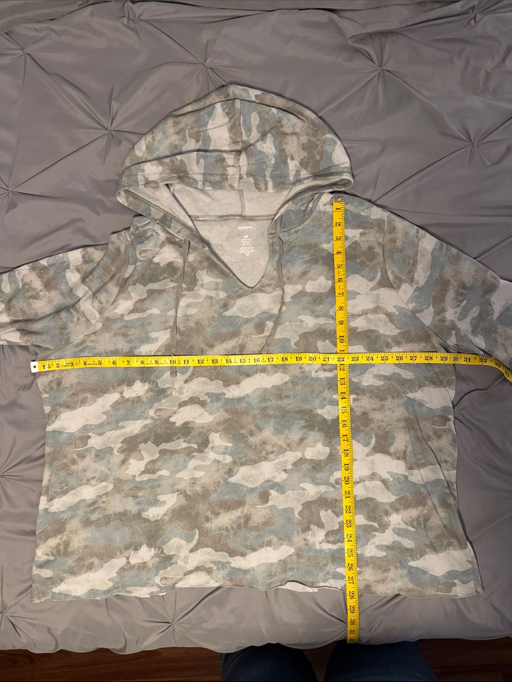 Sonoma 3x Women's Camo V-Neck Hooded Sweatshirt - Picture 7 of 8